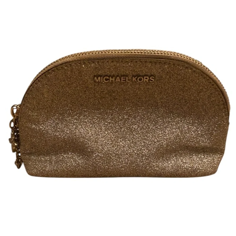 Michael Kors Cosmetic Bag with Glitter Finish Silver
